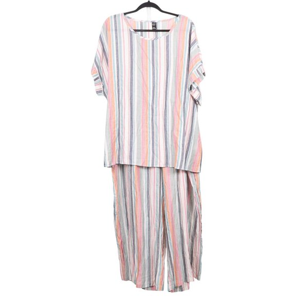 Emery Rose Other - Emery Rose Pajama Lounge Set 5XL Womens NEW Striped Short Sleeve Cream Pink Blue